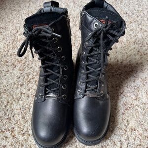 Harley-Davidson Black Leather Combat Moto Boots